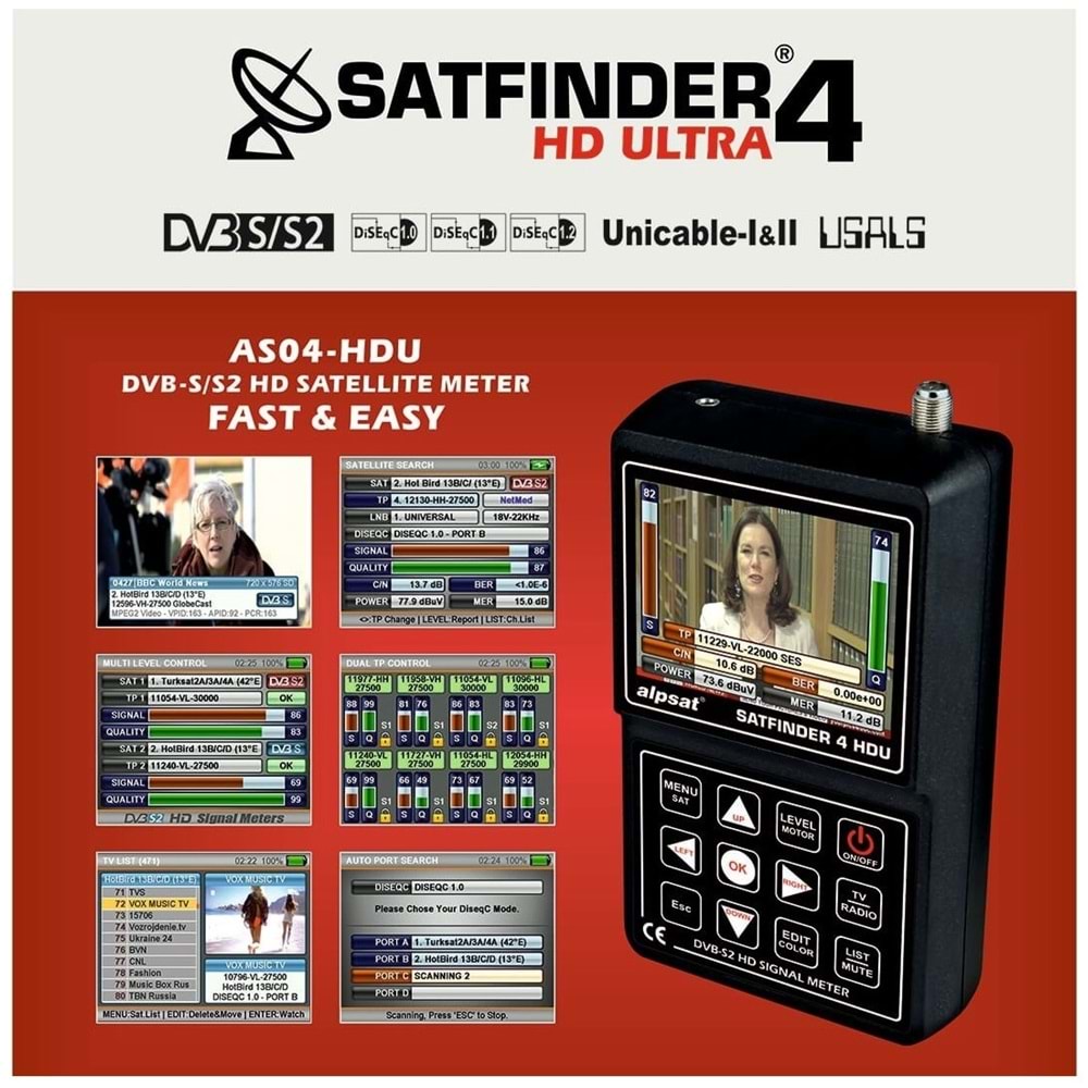 ALPSAT Satfinder 4 HDU Hd Ultra 3.5'' Lcd Ekranlı Uydu Yön Bulucu