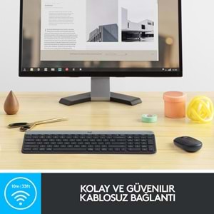 Logitech MK470 Kablosuz İnce Türkçe Klavye Mouse Seti - Gri-Siyah