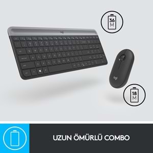 Logitech MK470 Kablosuz İnce Türkçe Klavye Mouse Seti - Gri-Siyah