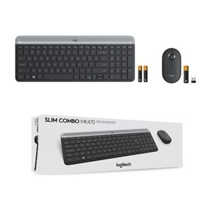 Logitech MK470 Kablosuz İnce Türkçe Klavye Mouse Seti - Gri-Siyah