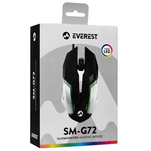 EVEREST SM-G72 USB SİYAH/GÜMÜŞ IŞIKLI GAMING MOUSE