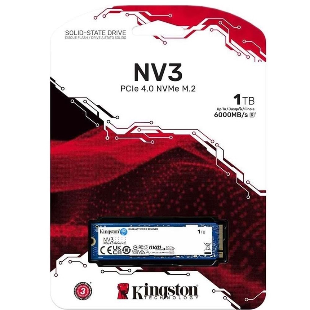 1 TB KINGSTON NV3 M.2 NVME PCIE GEN4 6000/4000MBS SNV3S/1000G